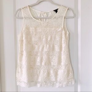 Ann Taylor white lace top XS